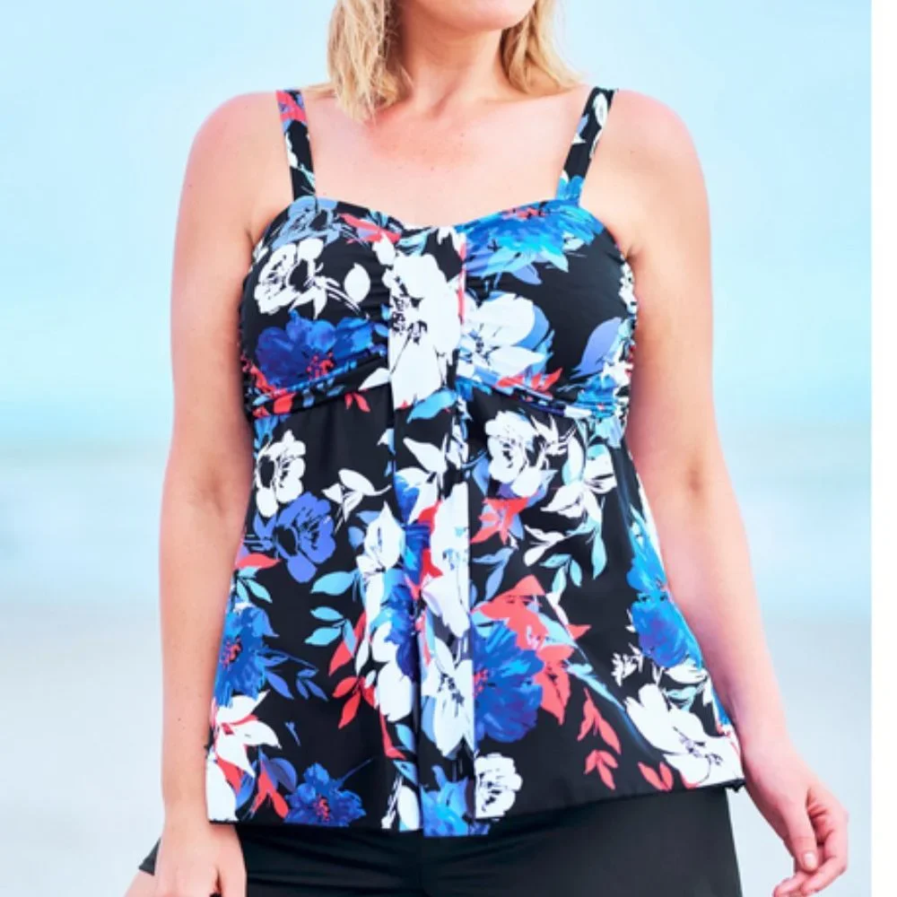 Nwt Longer Length Tankini top with Bust support Swimsuits For All